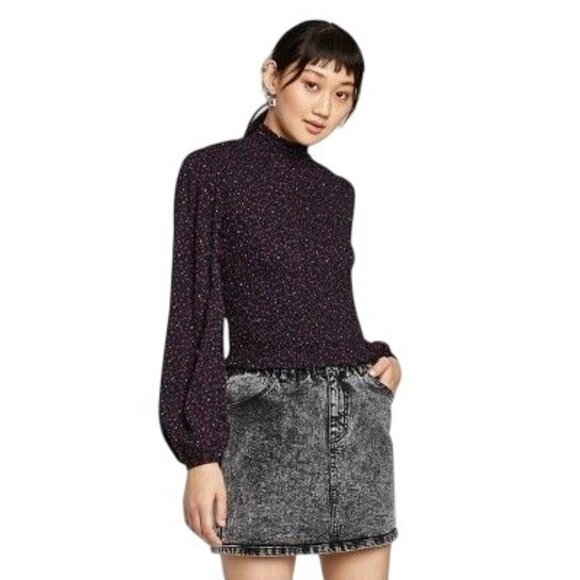 Women's Long-Sleeve High-Neck Blouse Size Small - Picture 6 of 6